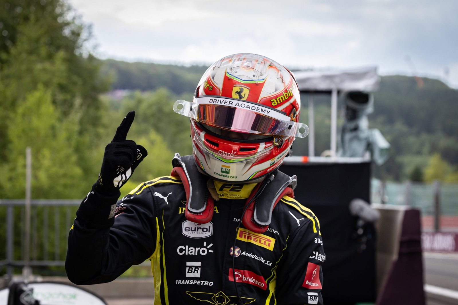 Camara celebrates his F2 feature race win at Spa