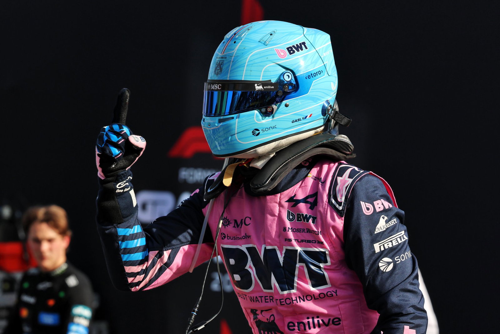 Pierre Gasly celebrates his shock F1 pole