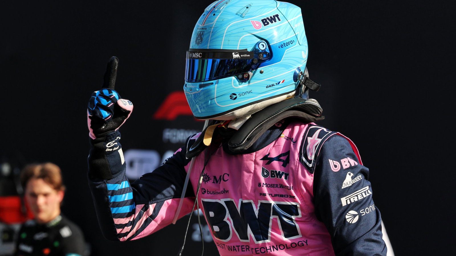Pierre Gasly celebrates his shock F1 pole