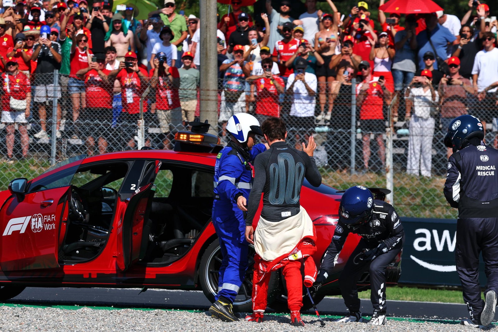 Leclerc appeared winded in the aftermath of the accident