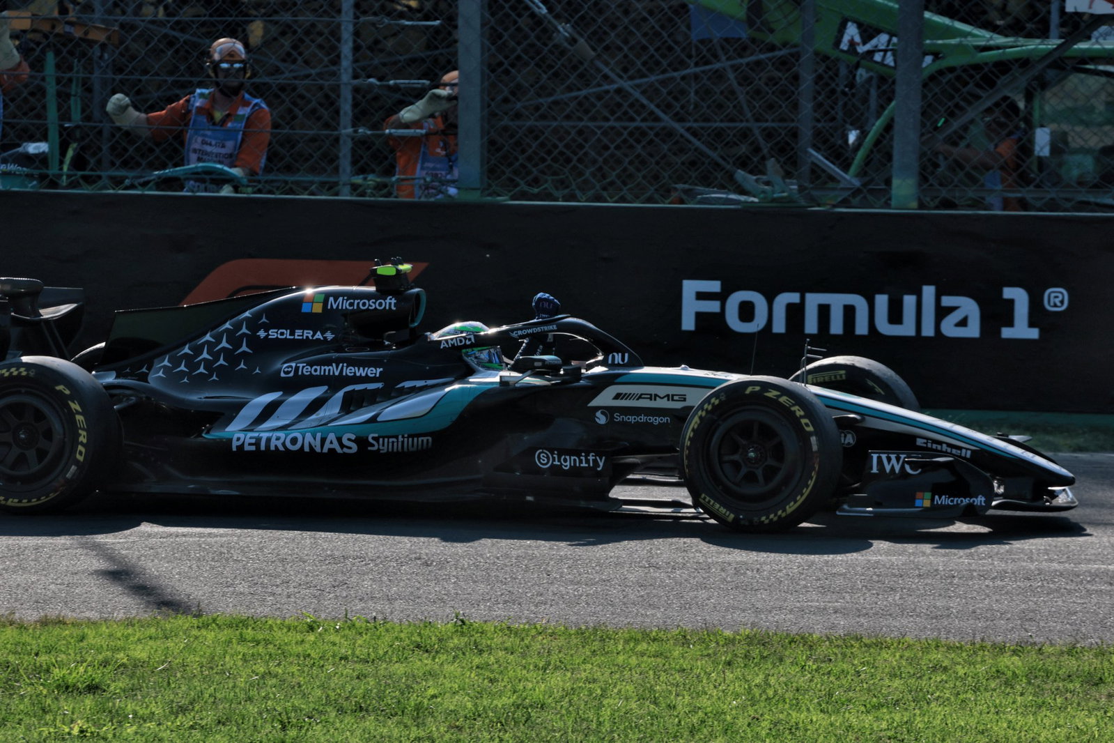 Antonelli celebrates his historic victory at Monza