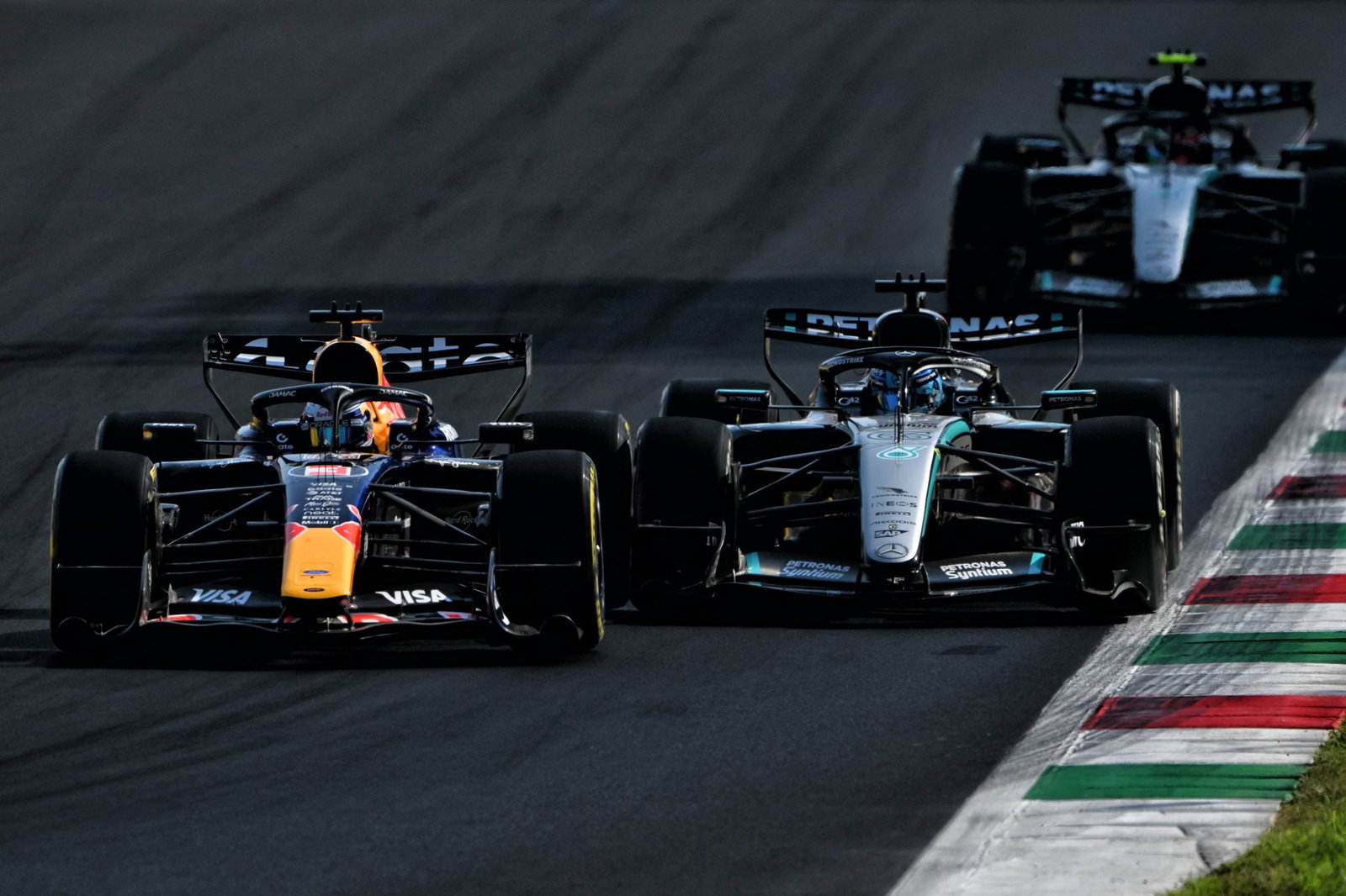 Verstappen joined the fight at the front with Mercedes