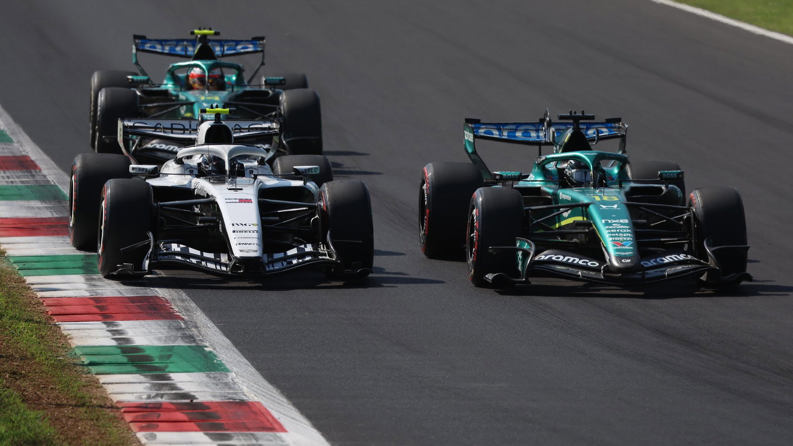 Bottas battles the Aston Martins in Monza