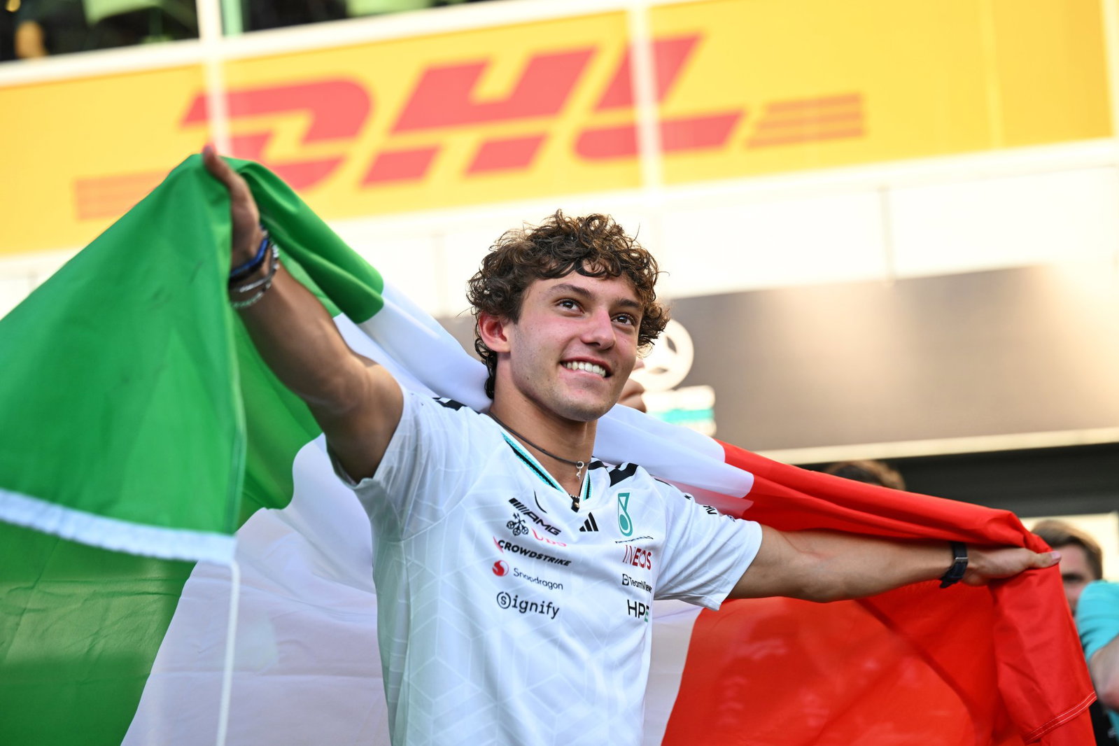 Antonelli celebrates in Monza