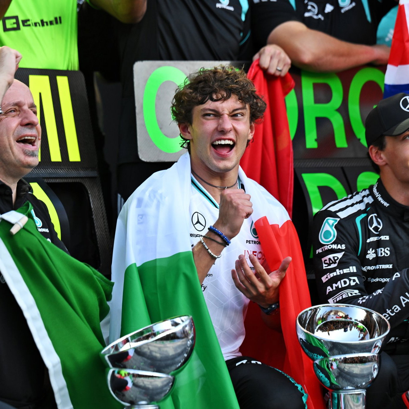 Antonelli celebrates Mercedes' first 1-2 since the second race of the season in China