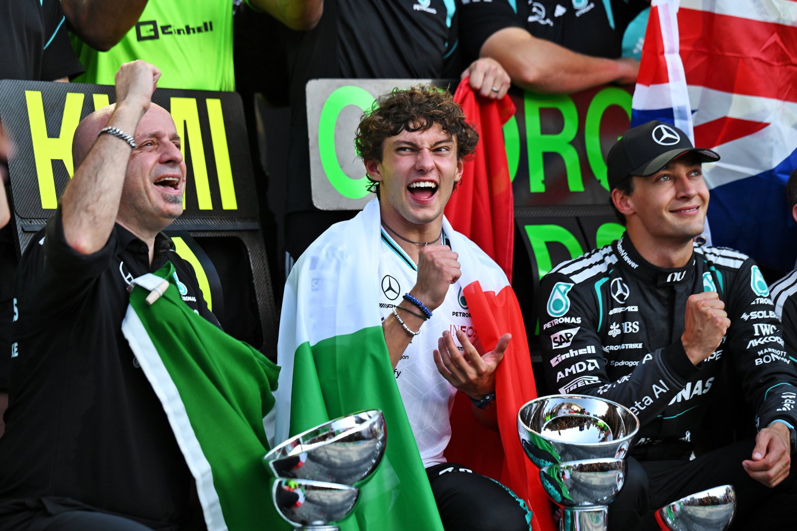 Antonelli celebrates Mercedes' first 1-2 since the second race of the season in China