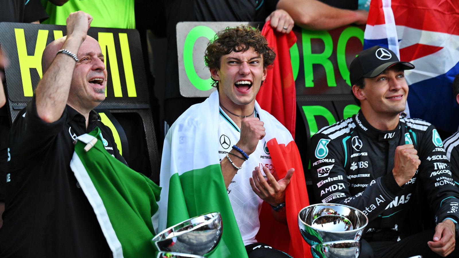 Antonelli celebrates Mercedes' first 1-2 since the second race of the season in China