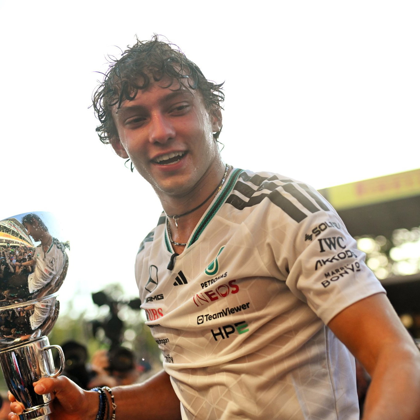 Antonelli celebrates in Monza