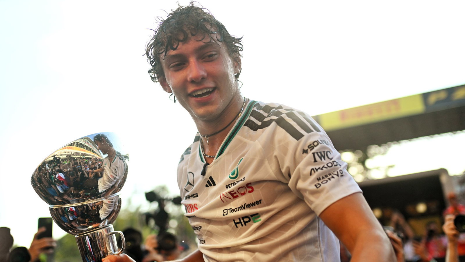 Antonelli celebrates in Monza
