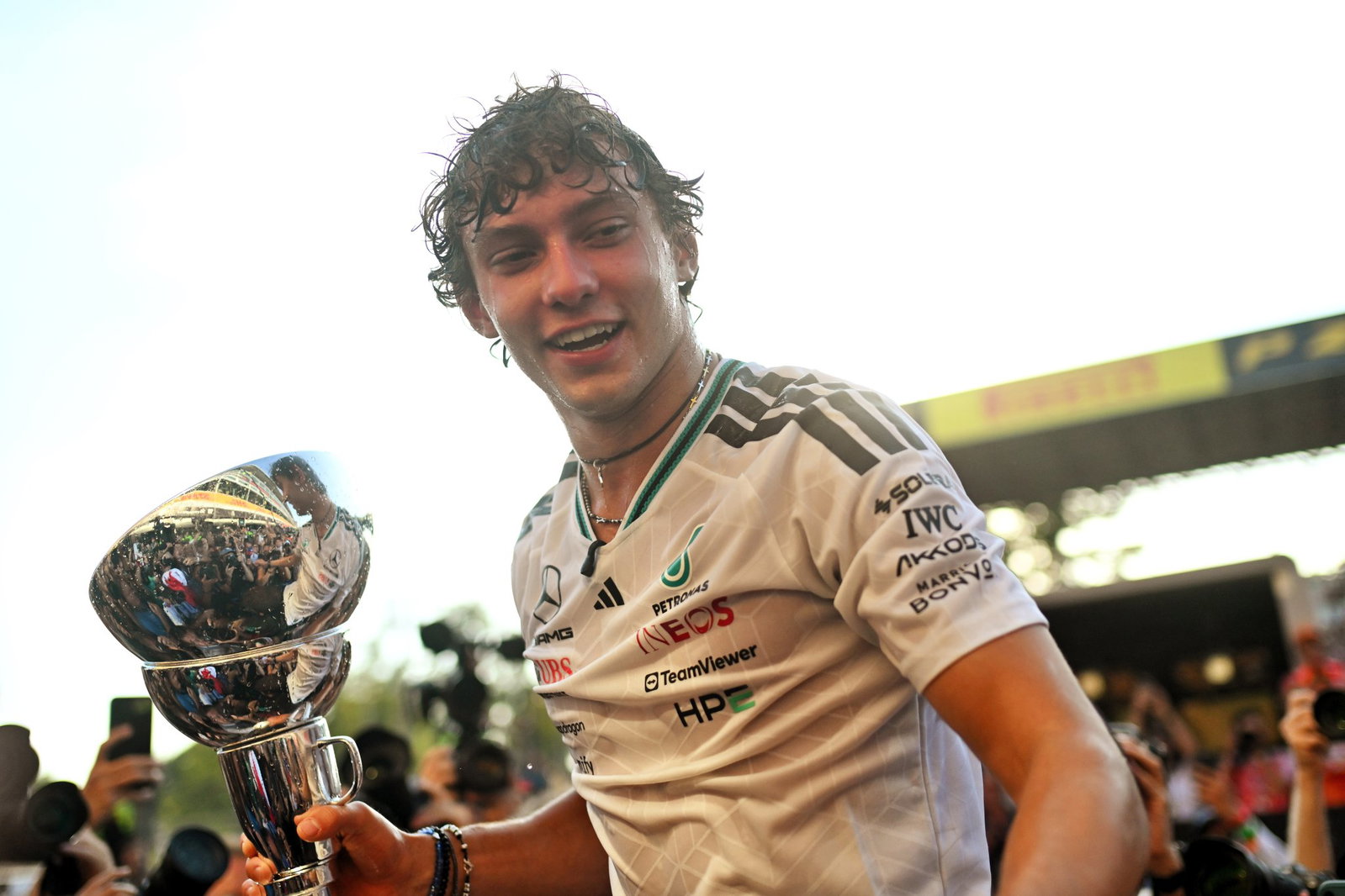 Antonelli celebrates in Monza
