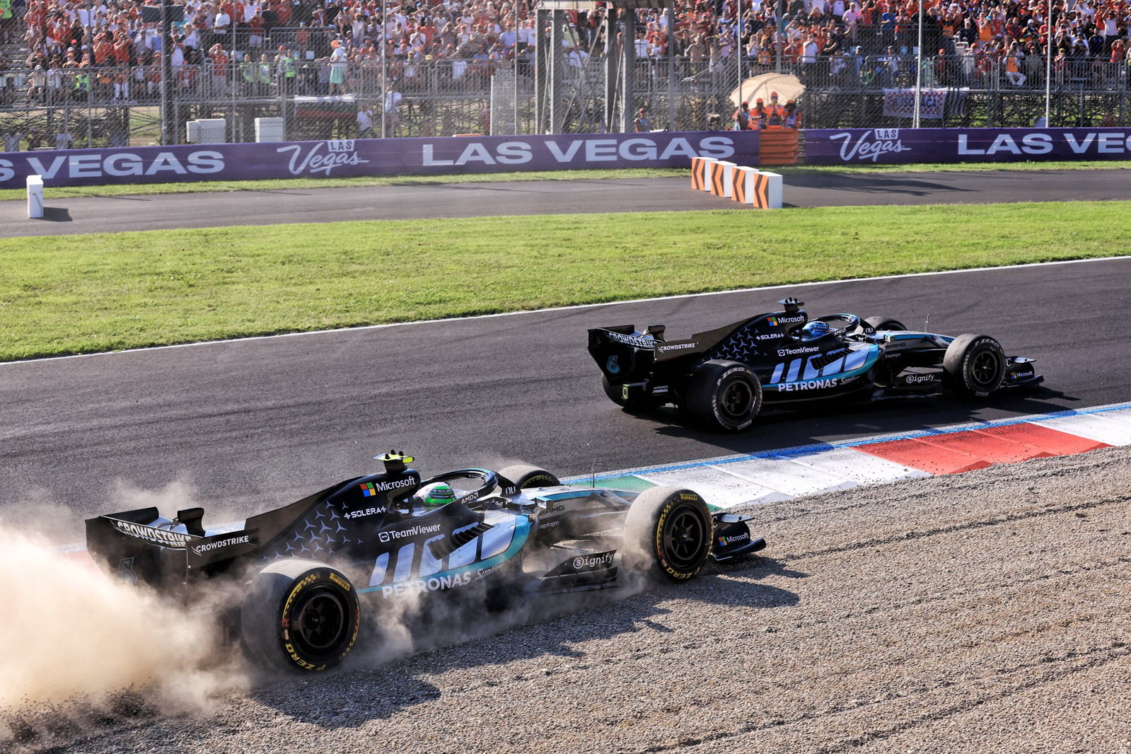 Antonelli slid into the gravel in the closing stages at Monza
