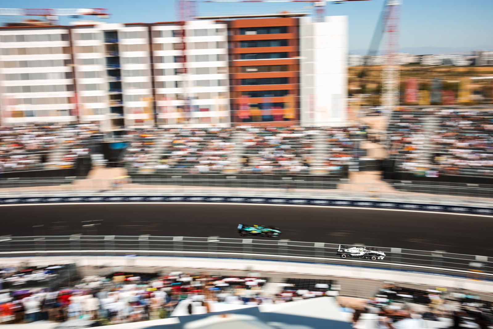 Alonso takes Turn 12 at Madrid