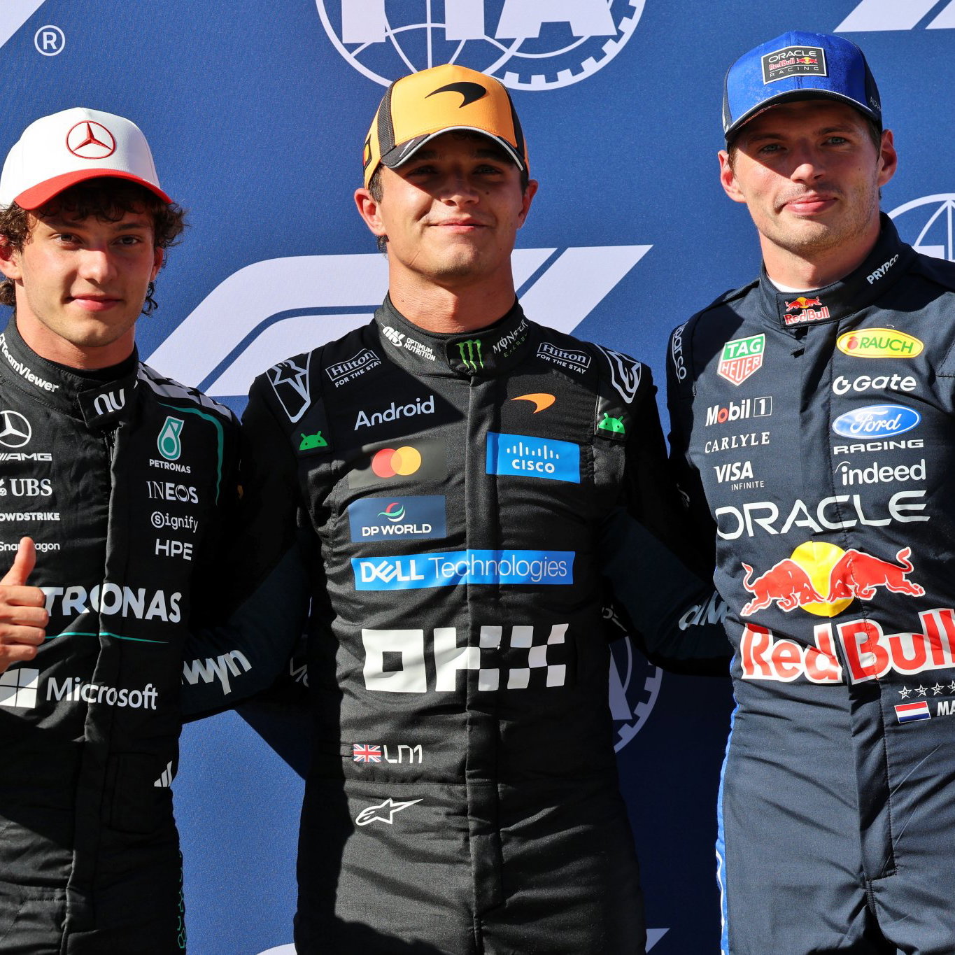 The top three qualifiers for Sunday's Spanish Grand Prix 