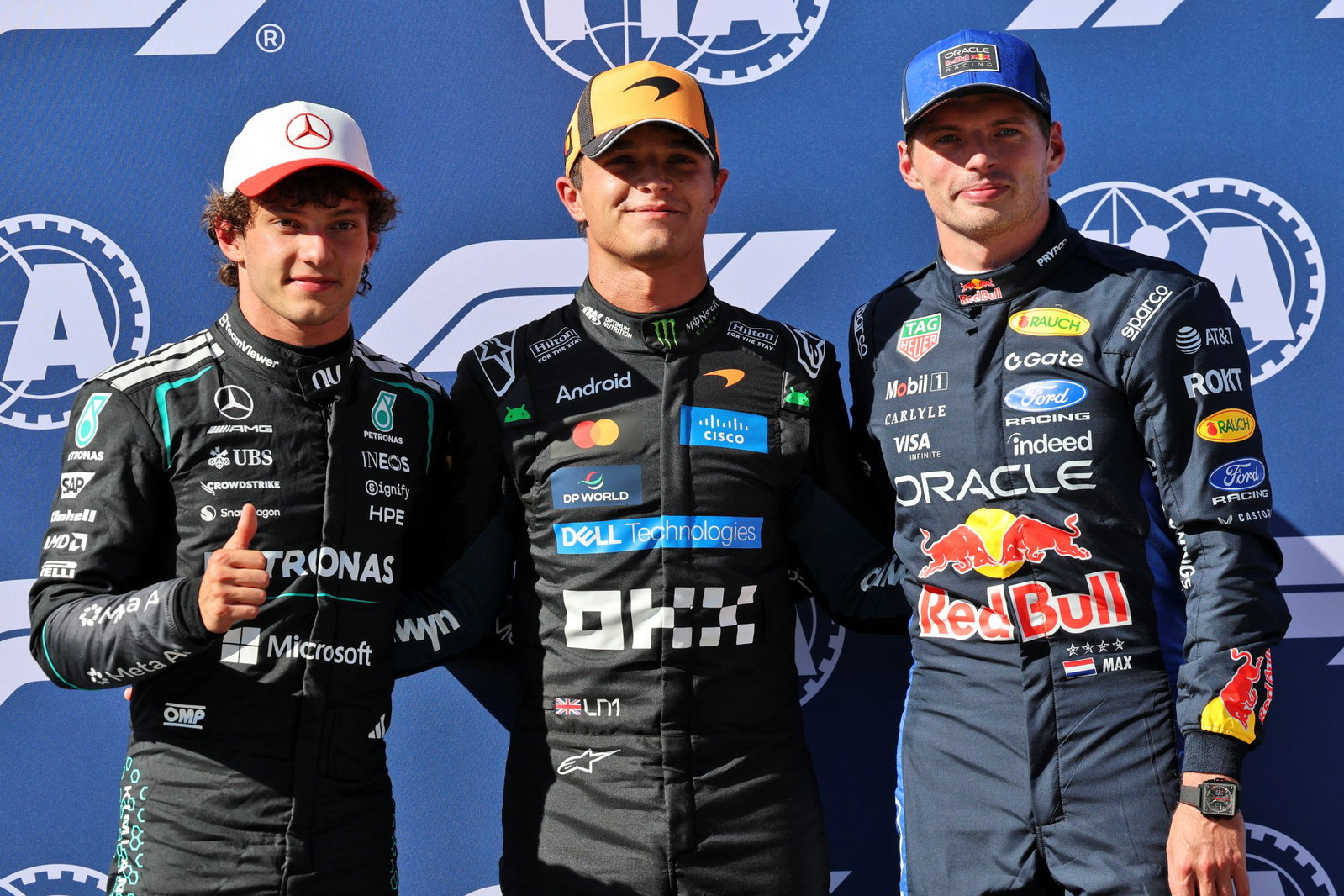 The top three qualifiers for Sunday's Spanish Grand Prix