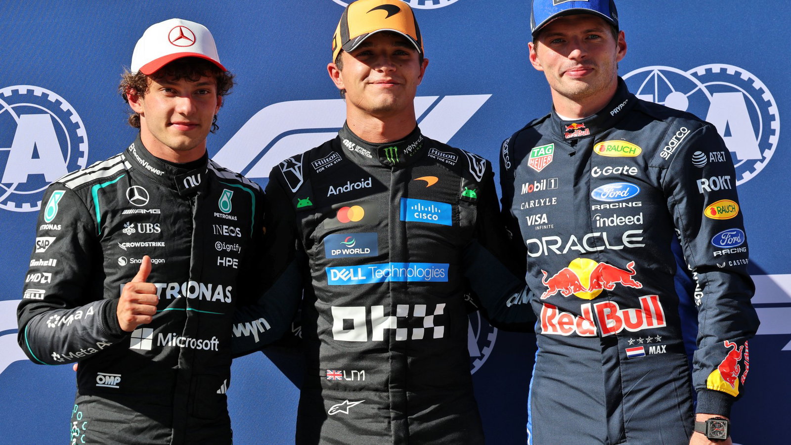 The top three qualifiers for Sunday's Spanish Grand Prix