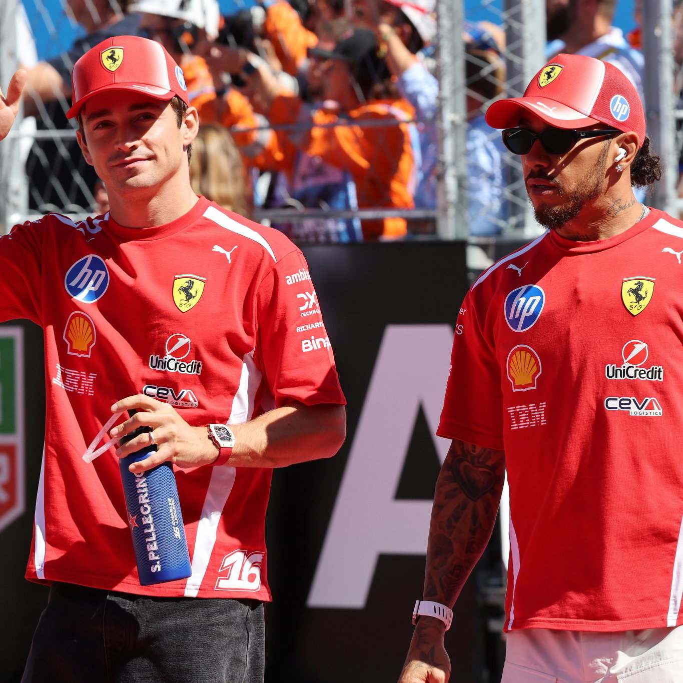 Charles Leclerc and Lewis Hamilton