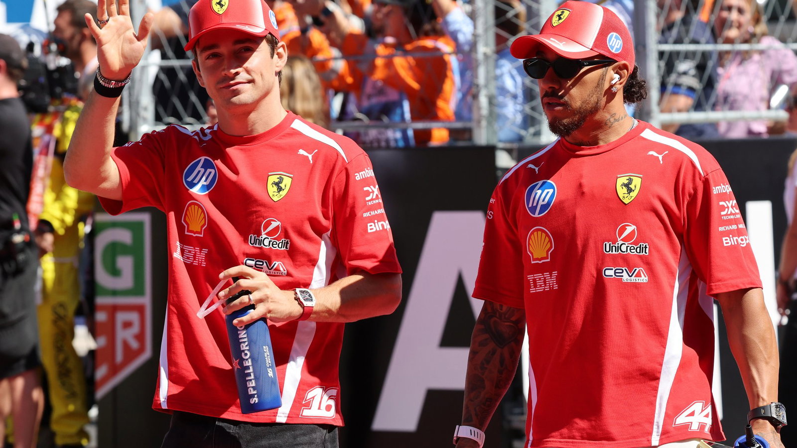 Charles Leclerc and Lewis Hamilton