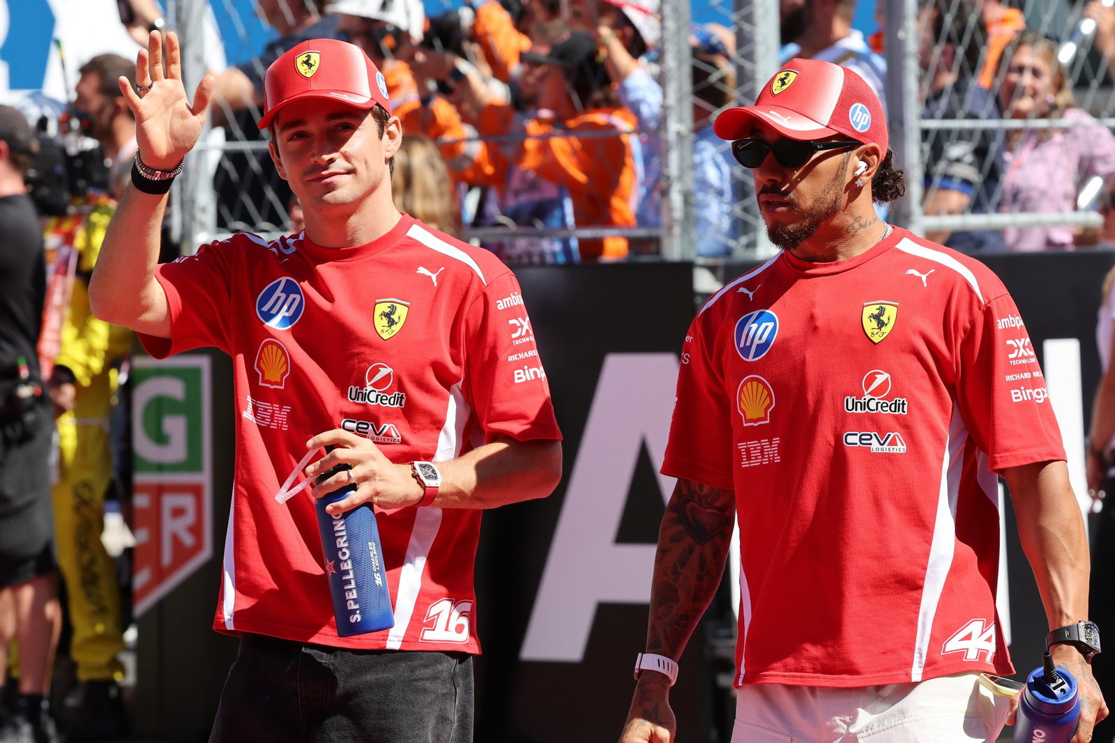 Charles Leclerc and Lewis Hamilton