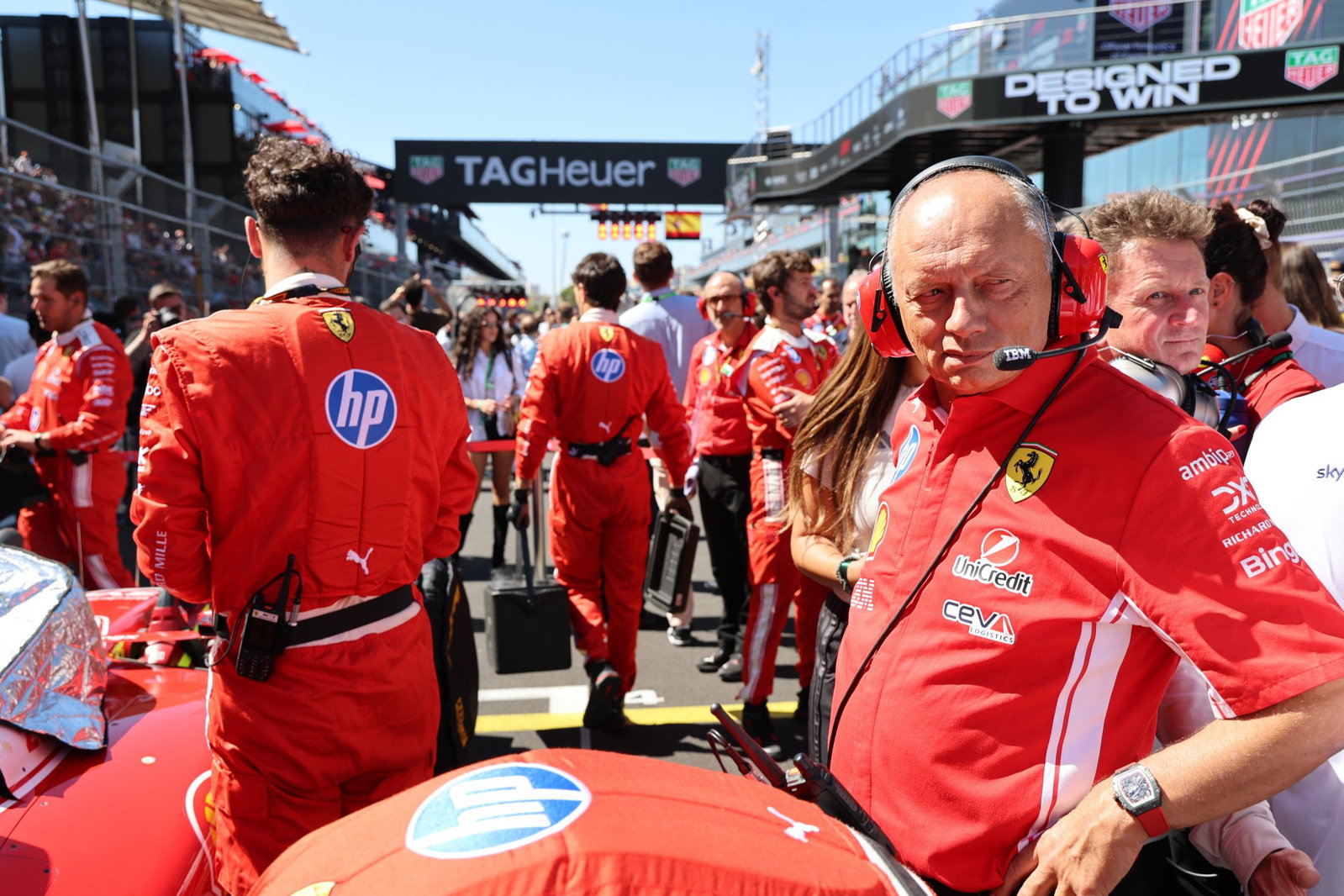 Ferrari boss Fred Vasseur on the grid in Madrid 