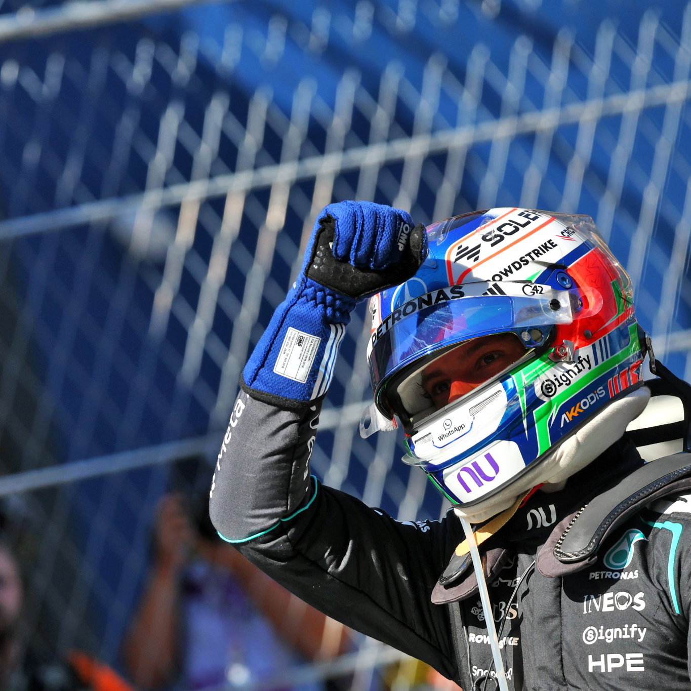 Antonelli celebrates his eighth win of 2026