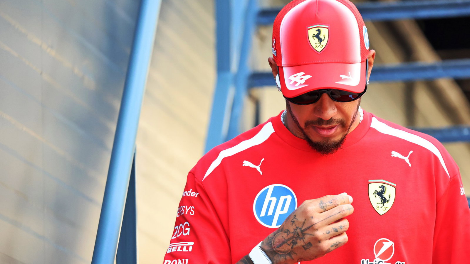Lewis Hamilton arrives in the Baku paddock