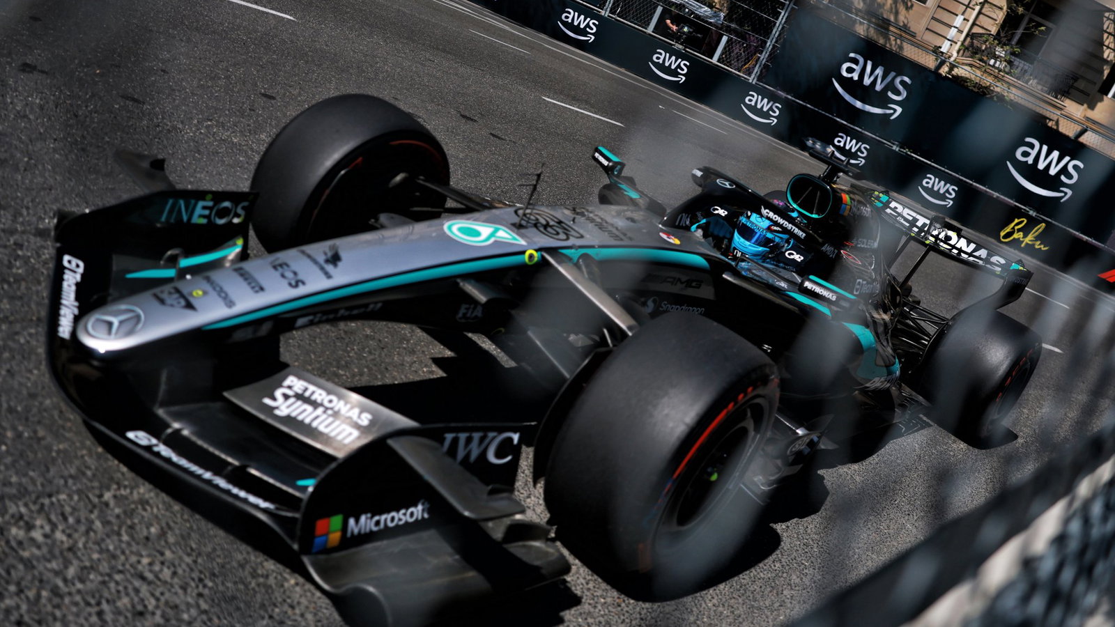 George Russell set the pace in both practice sessions in Baku 