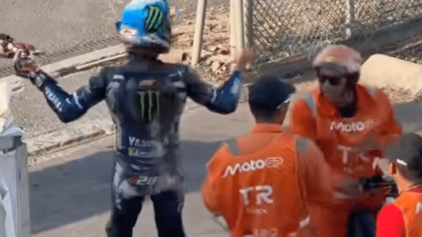 Alex Rins in a heated exchange with marshals in Indonesia