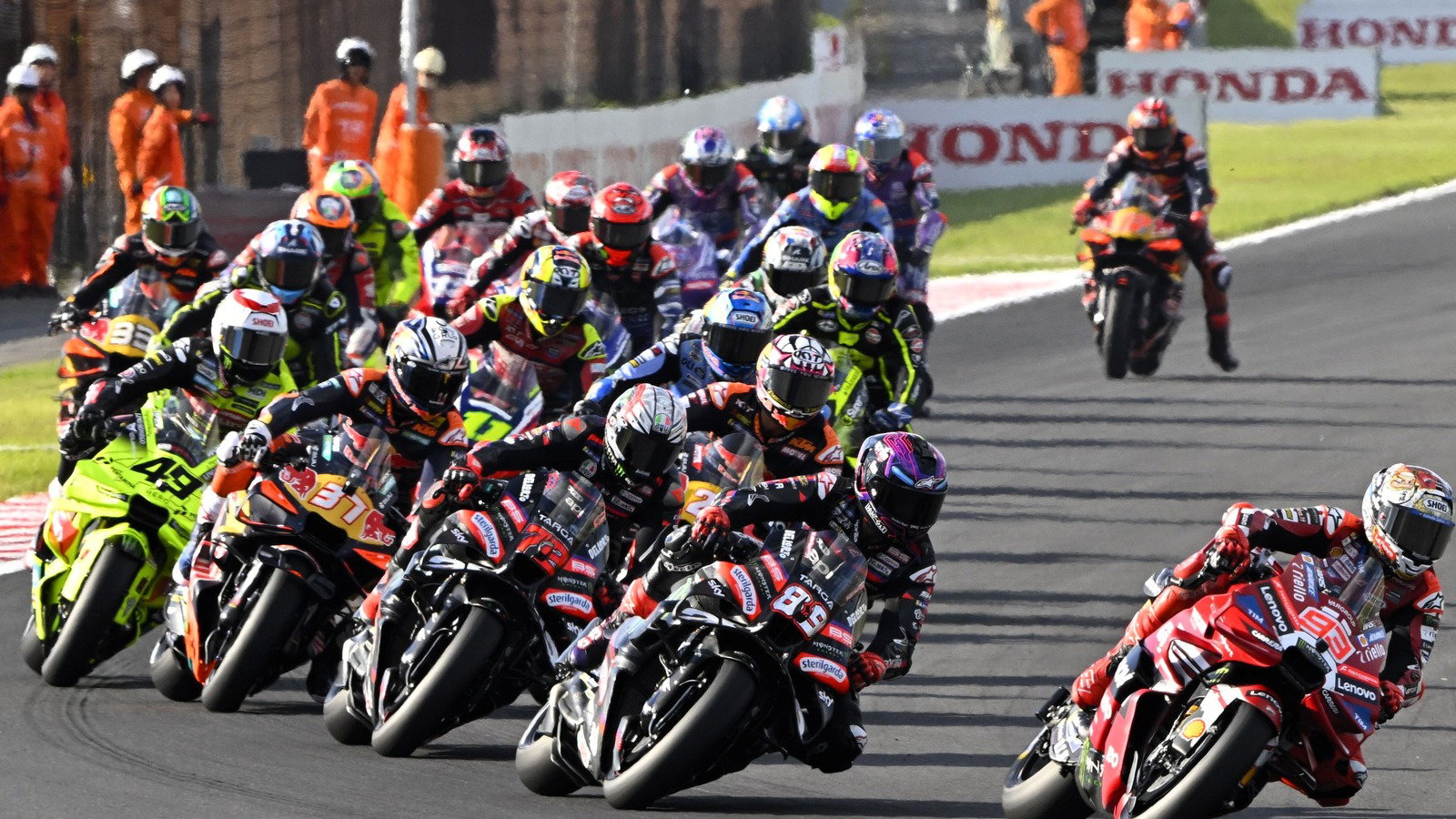 Alex Marquez gets a double long lap penalty.