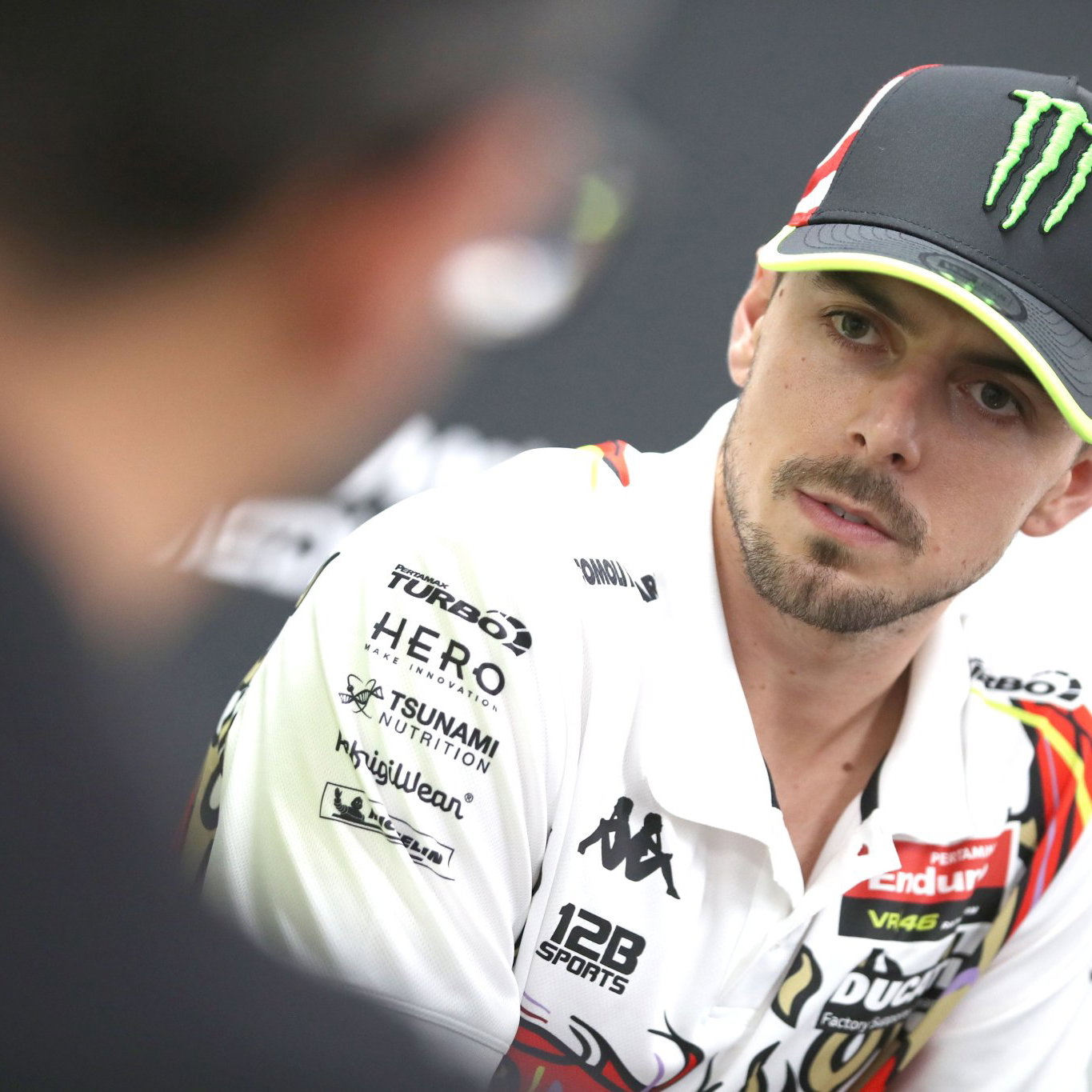 Fabio Di Giannantonio speaks to the media, 2026 MotoGP Indonesian Grand Prix. Credit: Gold and Goose.