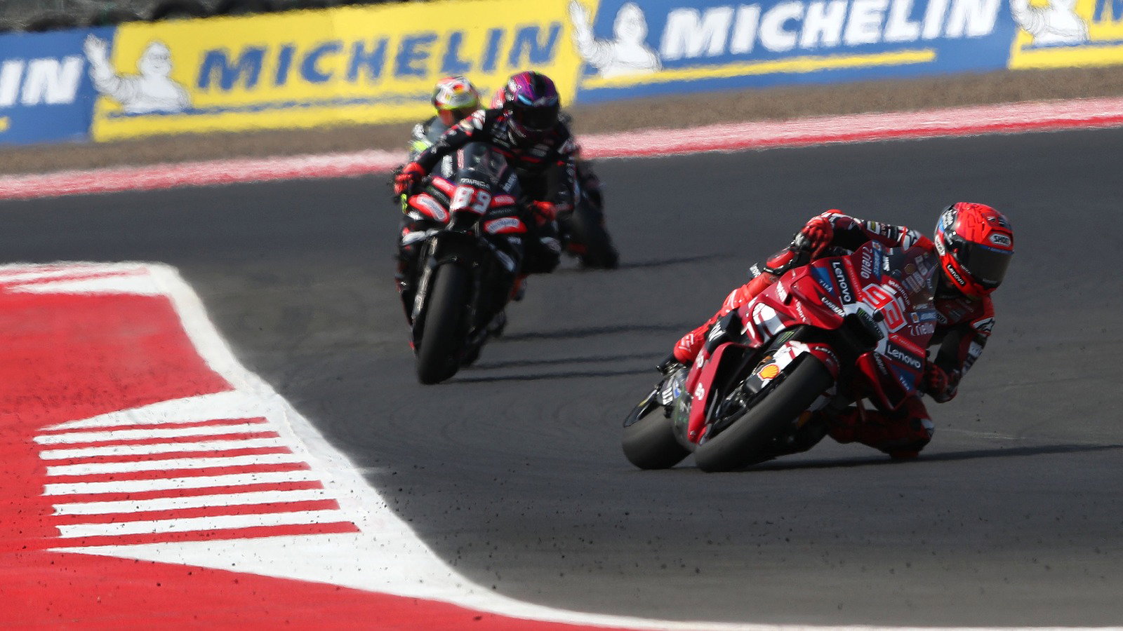Jorge Martin chases leader Marc Marquez, Sprint, 2026 Indonesian MotoGP. 