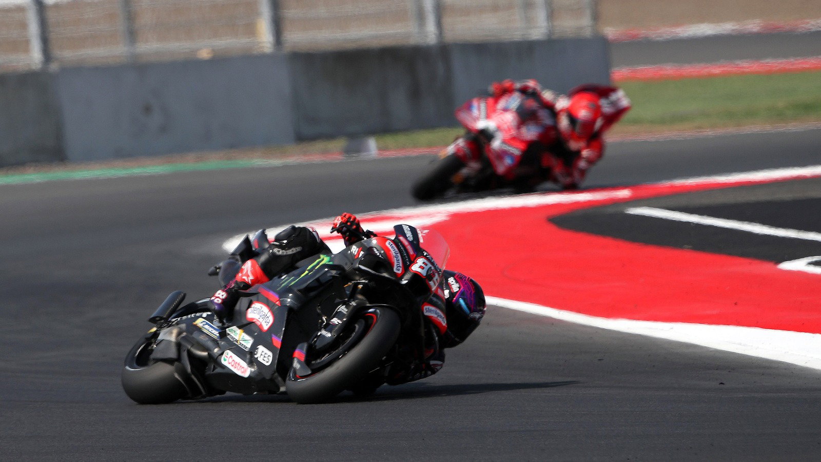 Jorge Martin leads Marc Marquez, Sprint, 2026 Indonesian MotoGP. 