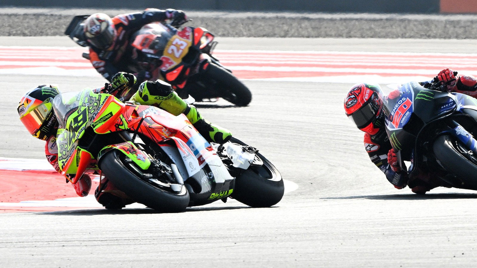 Fabio Quartararo chases Fabio di Giannantonio, 2026 Indonesian MotoGP.