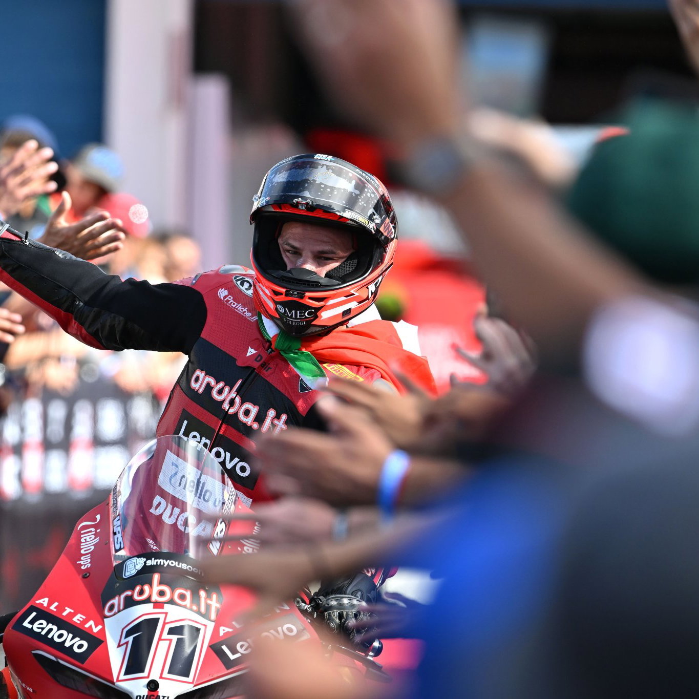 Nicolo Bulega, 2026 Estoril WorldSBK, victory lane. Credit: Gold and Goose.