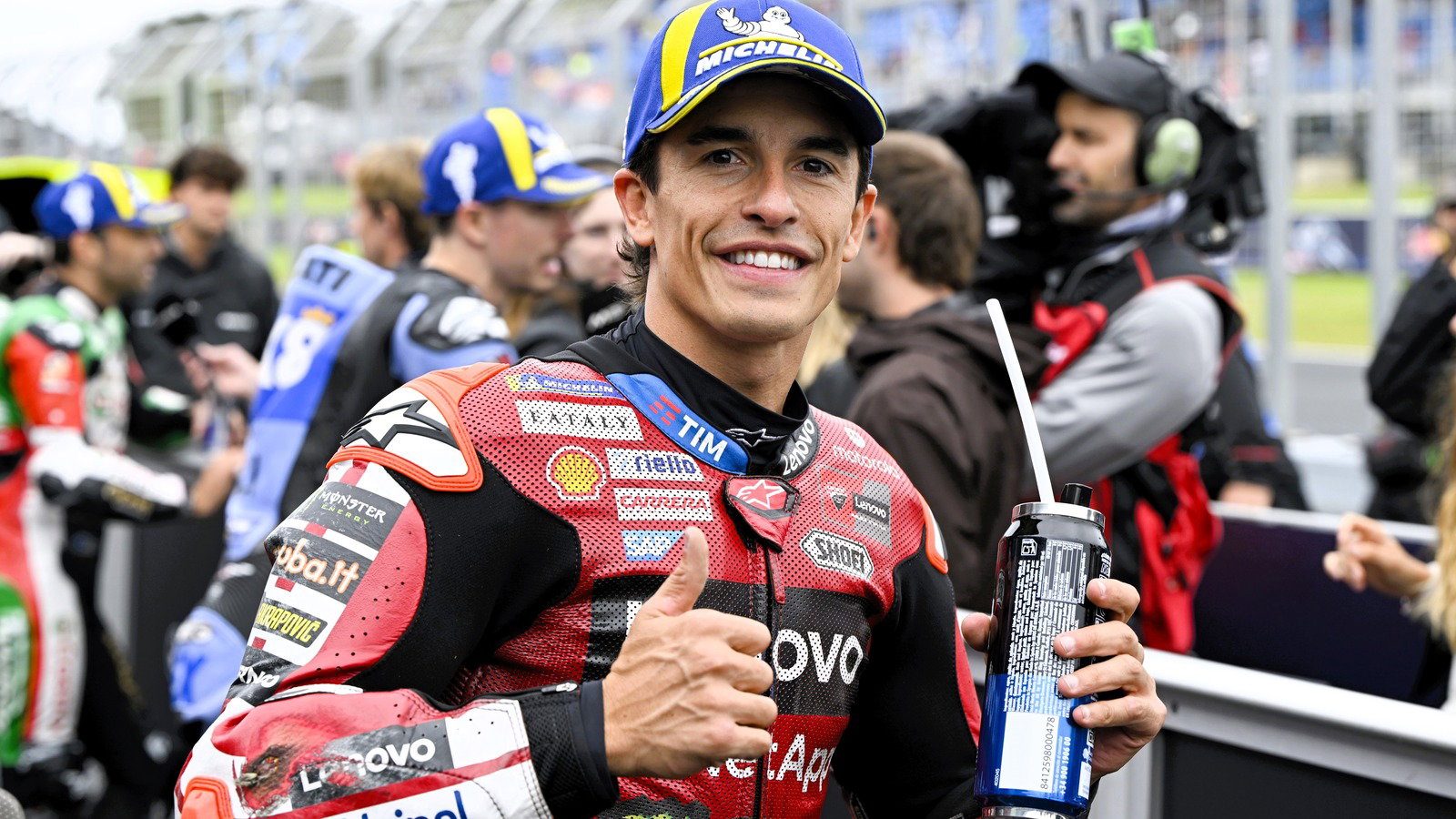 Marc Marquez, scrapes on leathers, qualifying, 2026 Australian MotoGP.