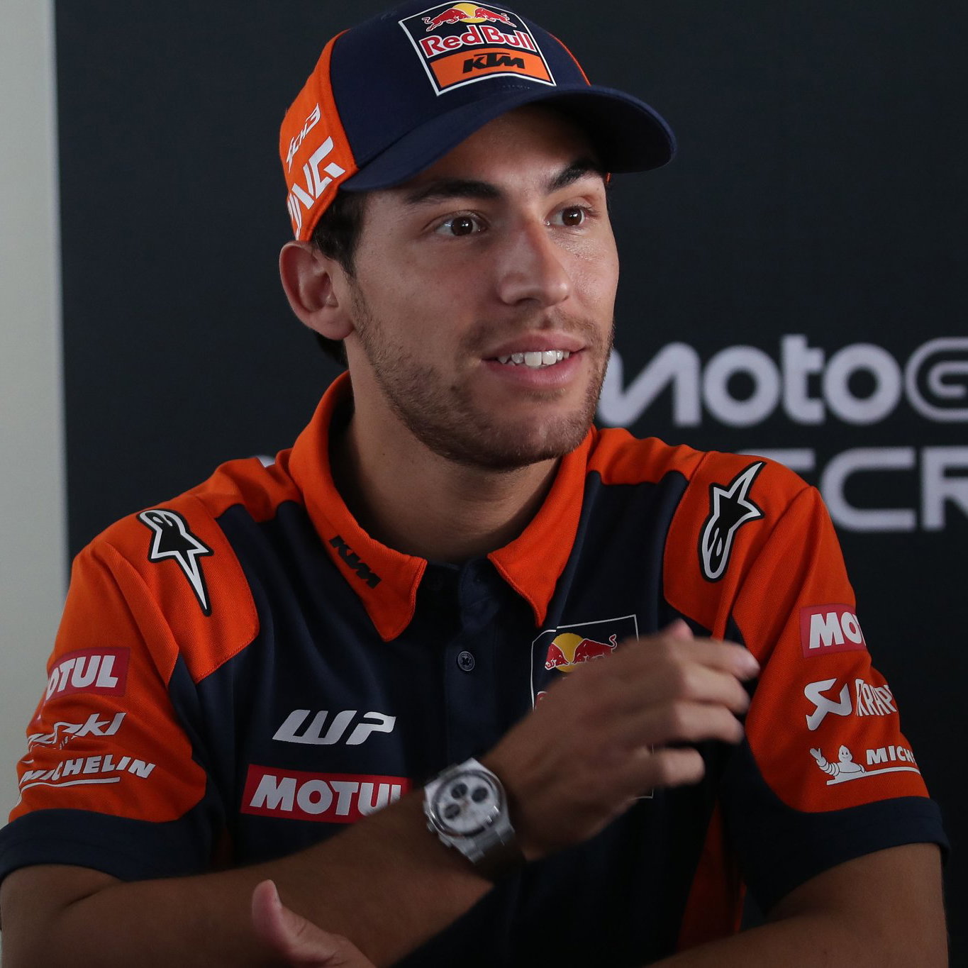 Enea Bastianini speaks to the media at 2026 MotoGP Malaysian Grand Prix. Credit: Gold and Goose.