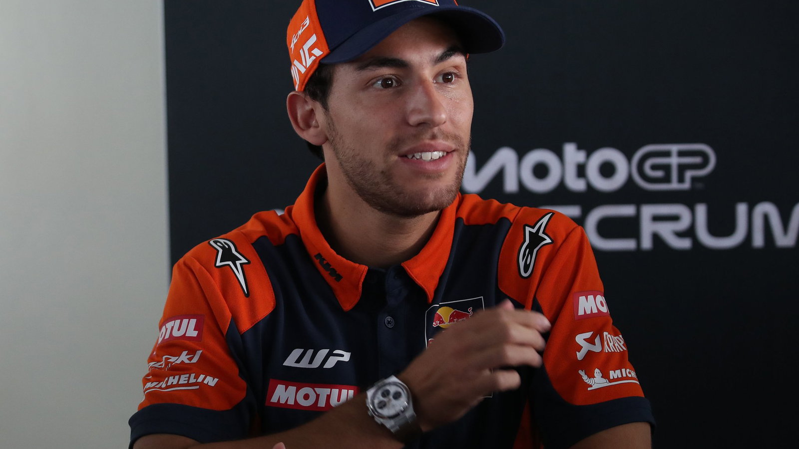 Enea Bastianini speaks to the media at 2026 MotoGP Malaysian Grand Prix. Credit: Gold and Goose.