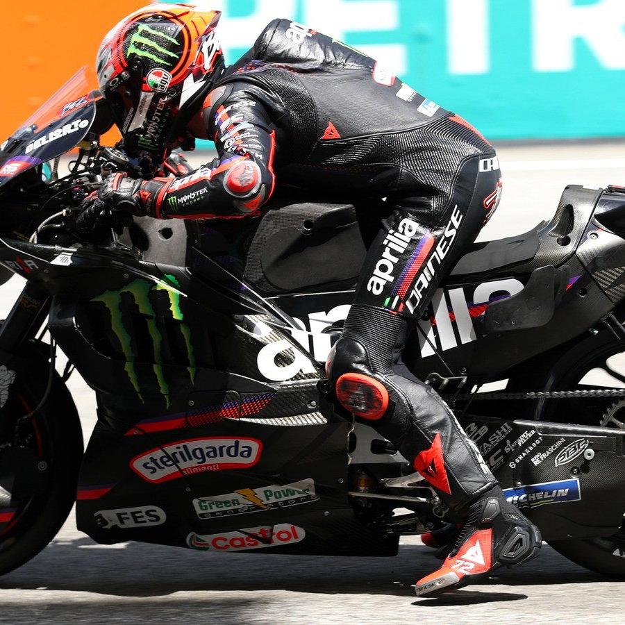 Marco Bezzecchi with latest Aprilia swingarm aero, Friday, 2026 Malaysian MotoGP. 