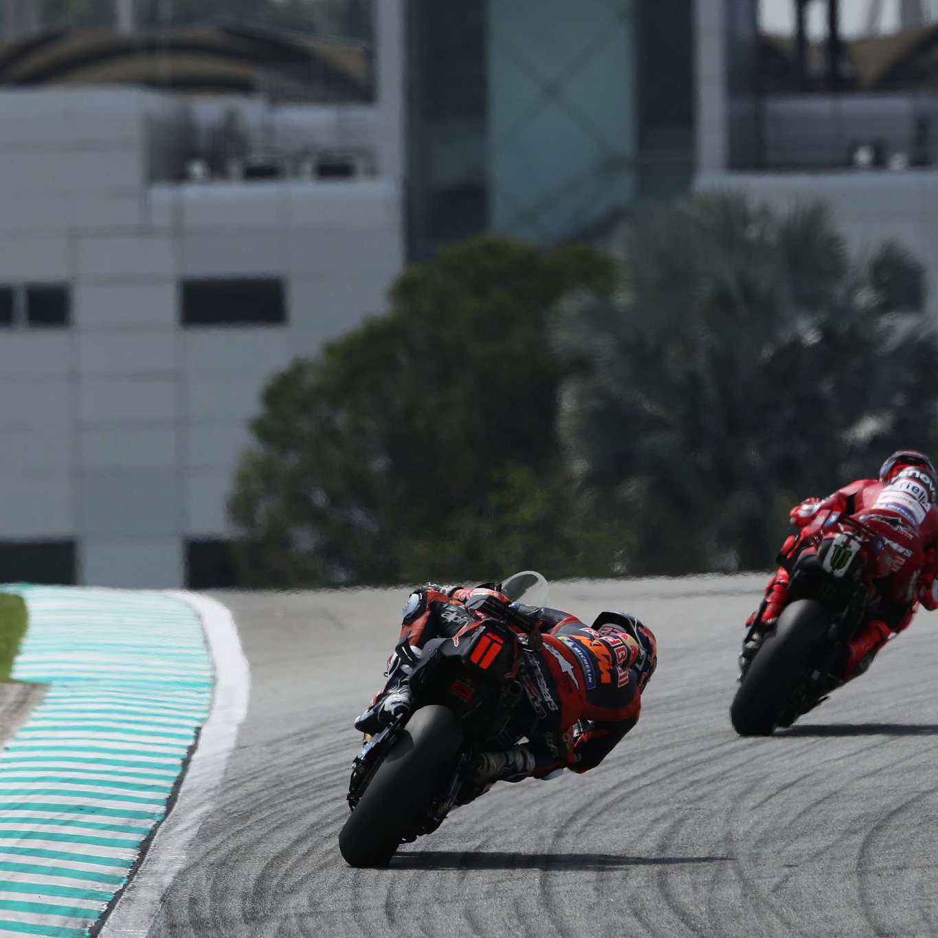 Pedro Acosta chases Marc Marquez, 2026 MotoGP Malaysian Grand Prix. Credit: Gold and Goose.
