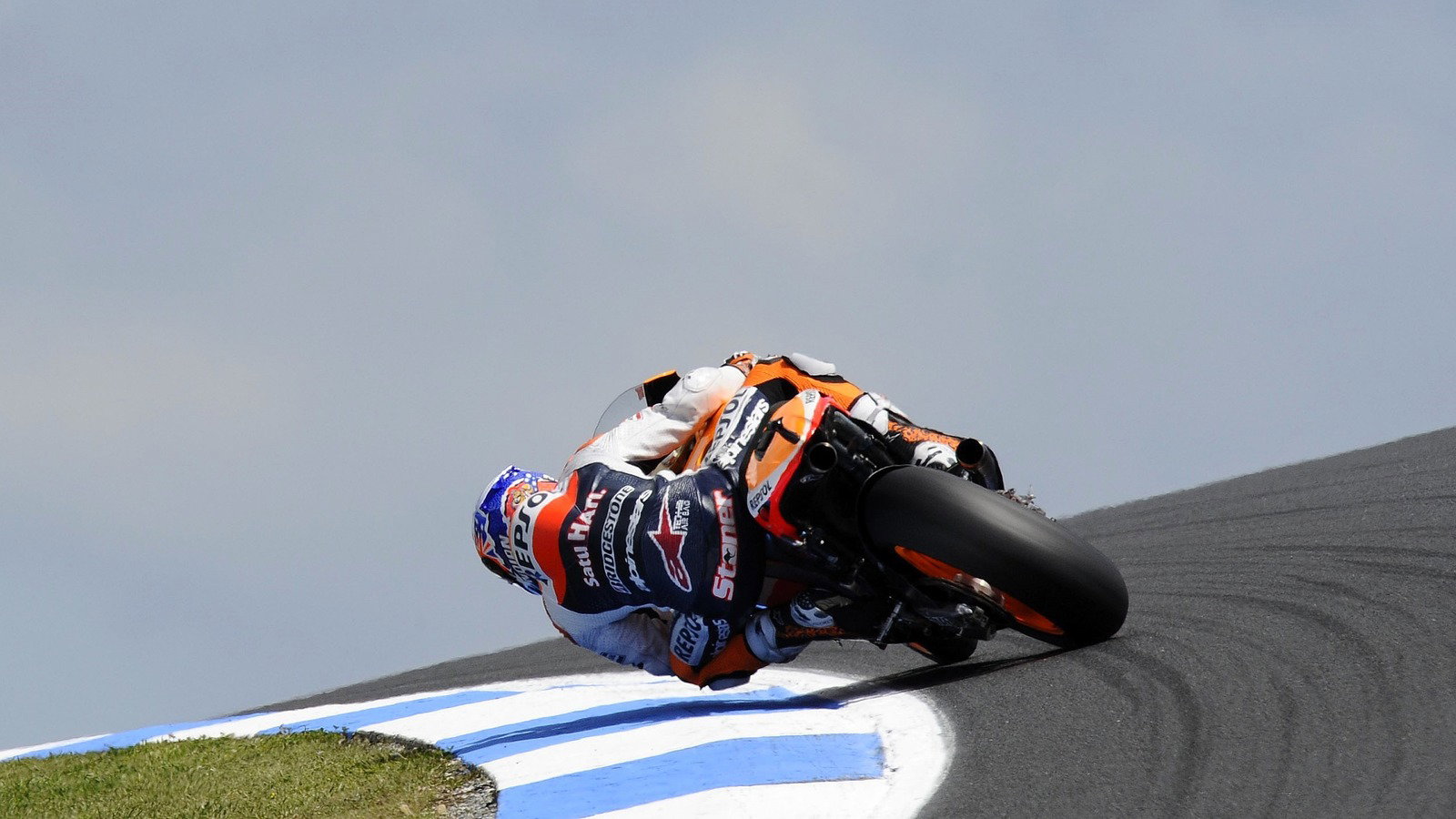 Casey Stoner slides his Honda at Phillip Island.