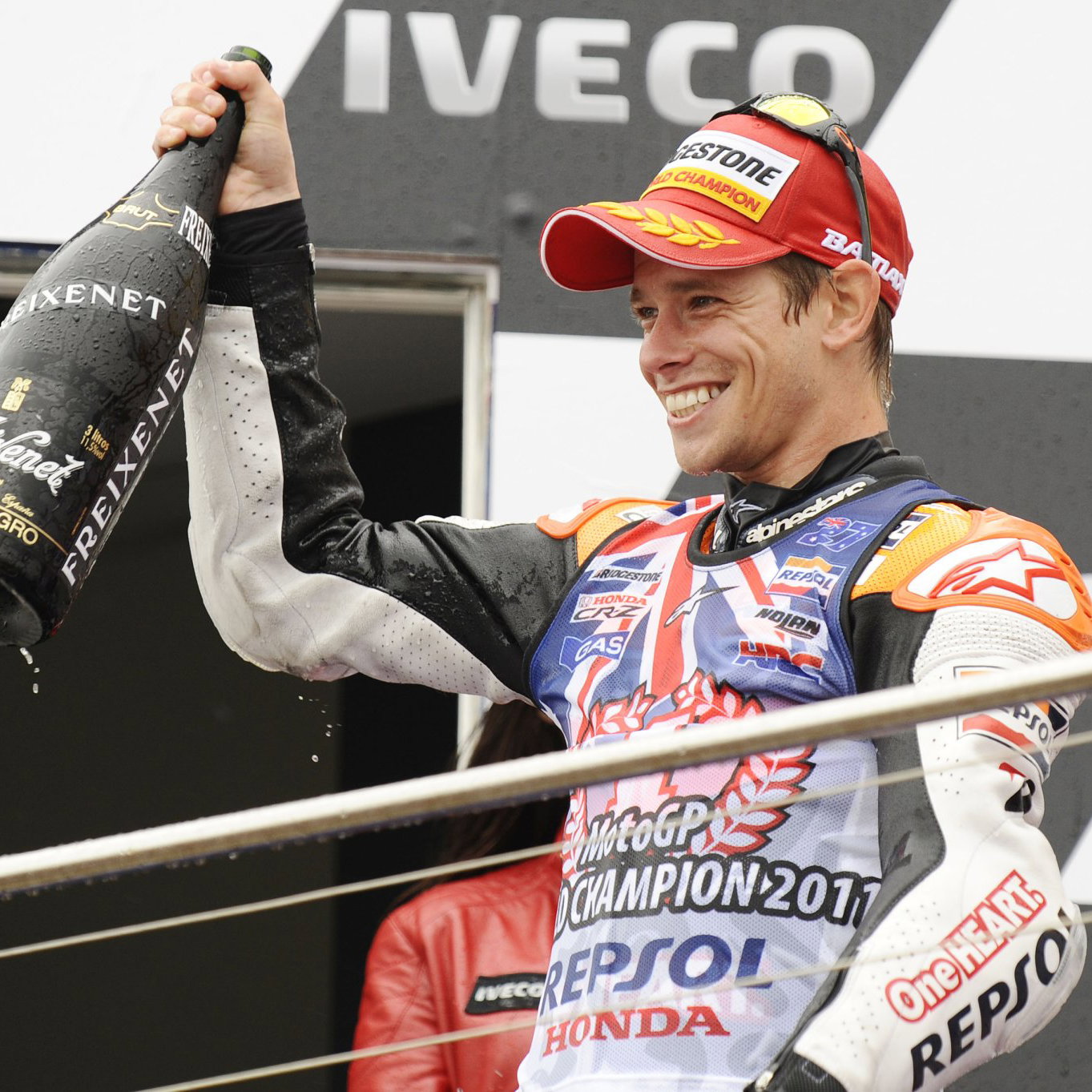 Casey Stoner, 2011 MotoGP Australian Grand Prix, podium. Credit: Gold and Goose.