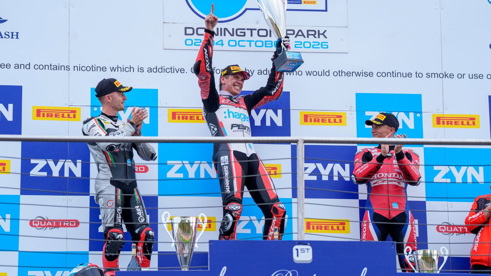 Race 3 Podium, Donington Park, 2026, Showdown, Max Cook, Scott Redding and Ryan Vickers