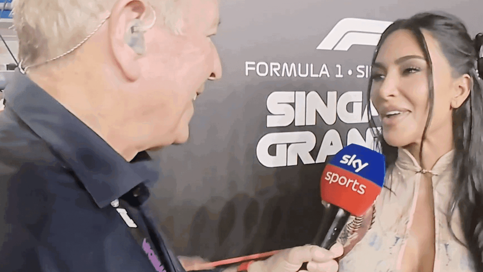 Martin Brundle and Kim Kardashian on the Singapore F1 grid
