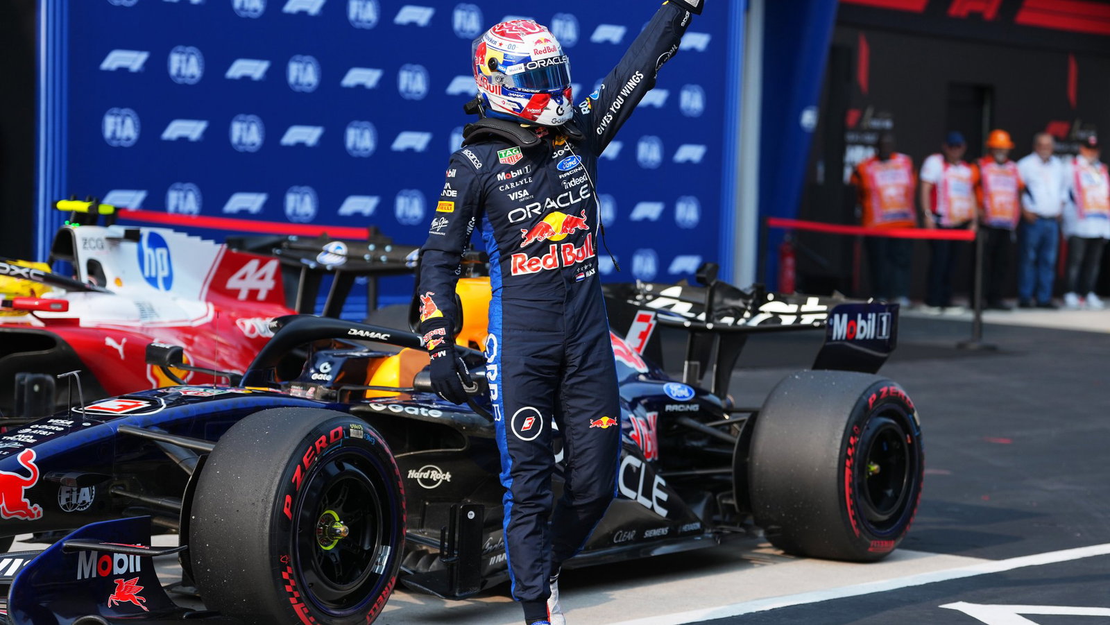 Verstappen celebrates ending his F1 pole drought