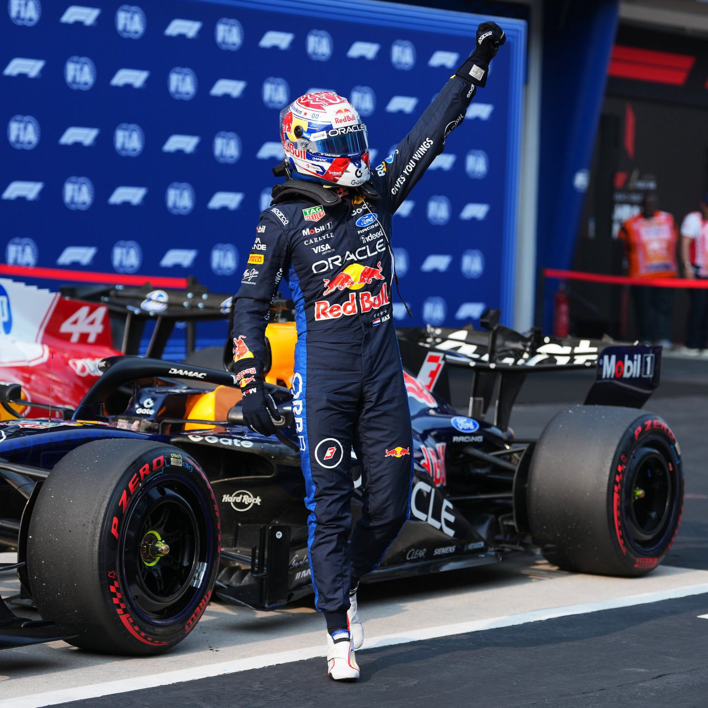 Verstappen celebrates ending his F1 pole drought