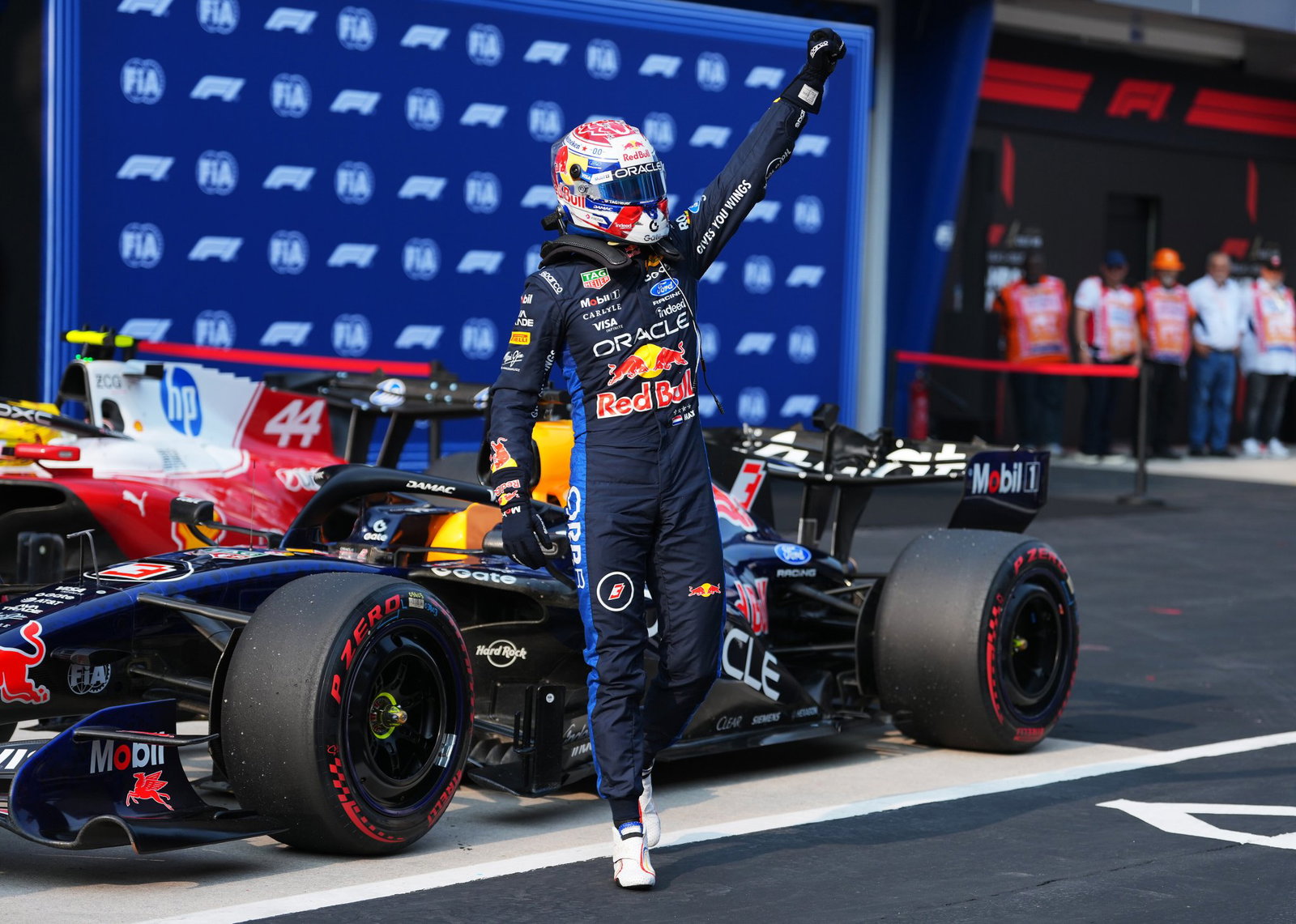 Verstappen celebrates ending his F1 pole drought