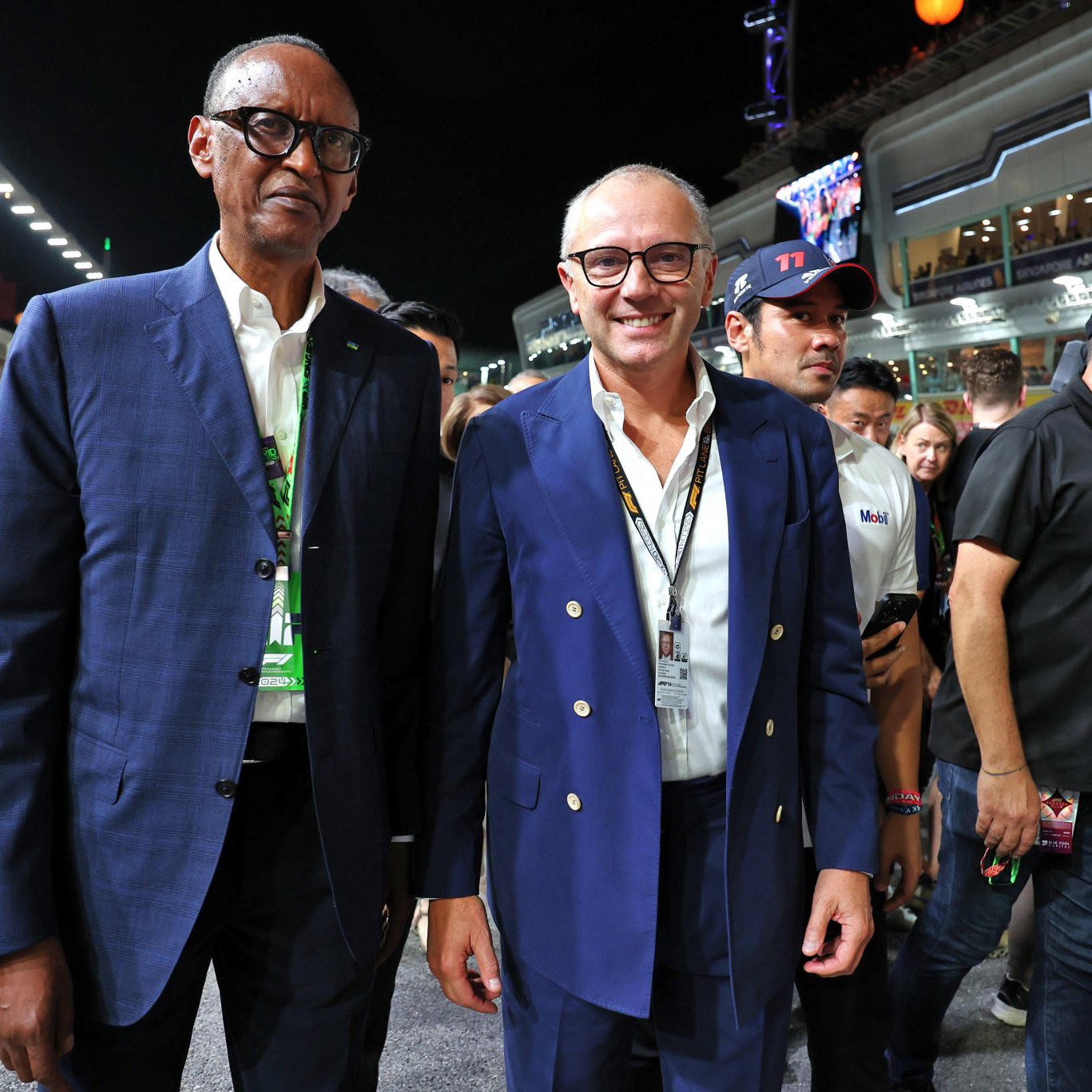 Rwandan president Paul Kagame and F1 CEO Stefano Domenicali