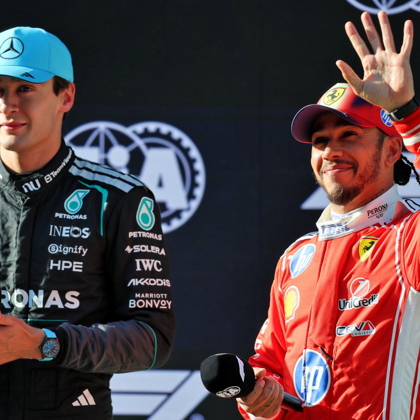 George Russell and Lewis Hamilton