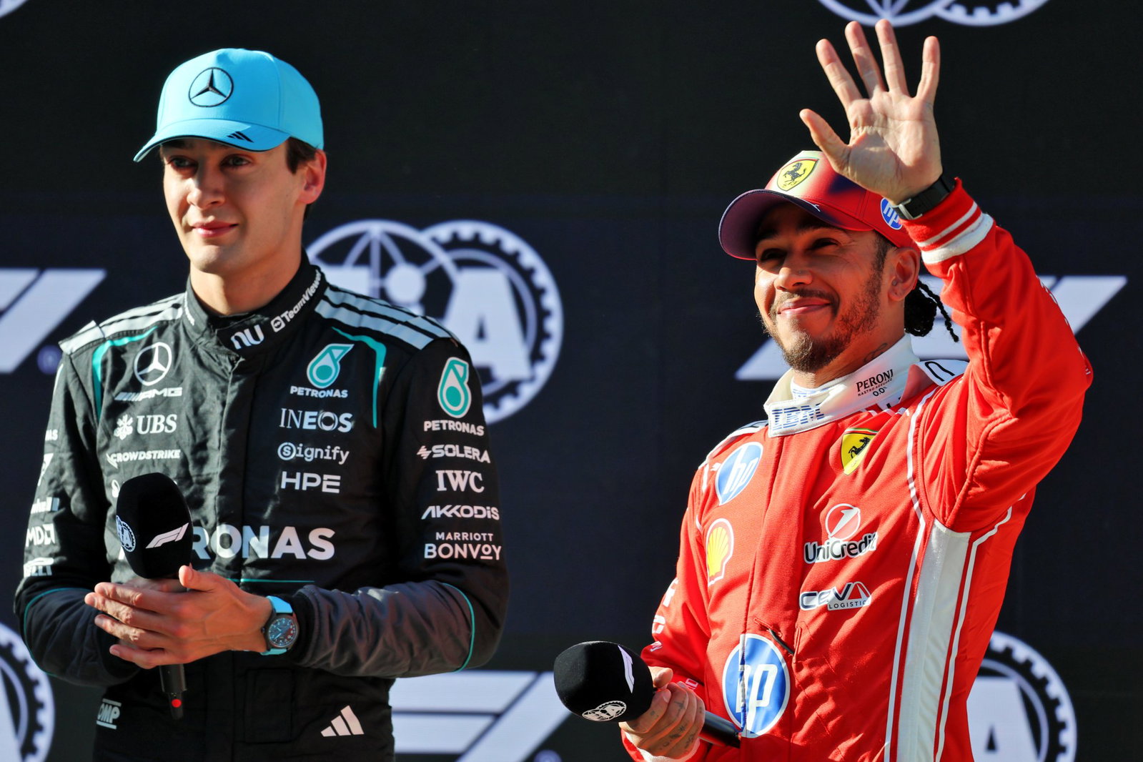 George Russell and Lewis Hamilton