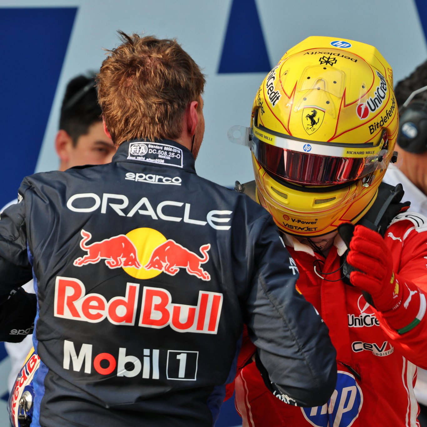 Old F1 rivals Verstappen and Hamilton will share the front row