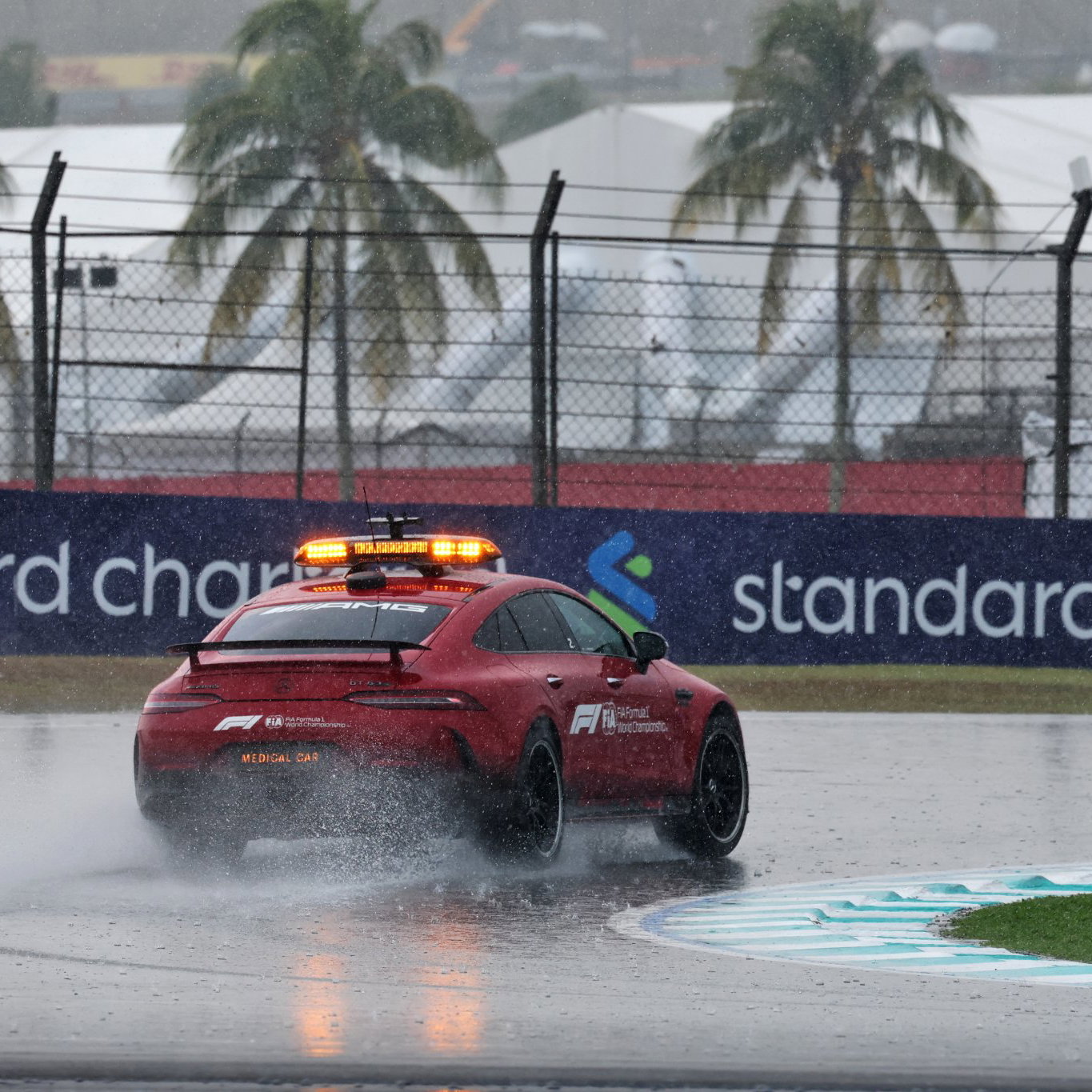 The medical car takes to the track to assess conditions 